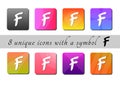 Multicolored buttons with symbol. color buttons. button icon. multicolored icons for the site Royalty Free Stock Photo