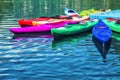 Canoes fullcolors on the lake in the summer