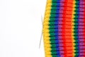 Multicolored canvas,knitted on knitting needles, rainbow, knitting needles,handmade