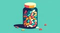 Multicolored capsules in a jar, generative AI.