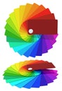 Multicolored cards by a fan - the colors of the rainbow. Royalty Free Stock Photo