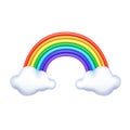 Multicolored Cartoon plastic rainbow on a white background.