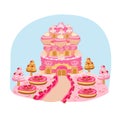 Multicolored castle candy land - fairy tale illustration Royalty Free Stock Photo
