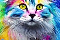 Multicolored cat close-up