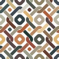Multicolored chained square rings pattern on a white background. Geometric design in retro style.