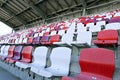Multicolored chairs on the stadium