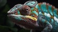 Multicolored chameleon, up close