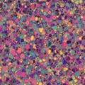 Multicolored chaotic spots with blur effect and abstract flowers. Seamless pattern