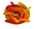 Multicolored Chewing marmalade as worms isolated