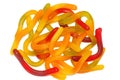 Multicolored Chewing marmalade as worms isolated