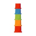 Multicolored children pyramid with plastic cup. Baby multicolored sorters. Montessori education logic toy for early