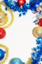 Multicolored Christmas balls with tinsel Royalty Free Stock Photo