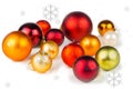 Multicolored christmas balls on white background