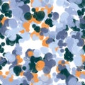 Multicolored circles onthe white background. Blue, violet and orange colors with reflection efect. Seamless pattern Royalty Free Stock Photo