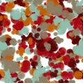 Multicolored circles onthe white background. Red, orange, blue, beige and brown colors with reflection effect. Seamless pattern Royalty Free Stock Photo