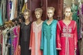 Multicolored clothes on a souk in Fez, Morocco