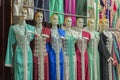 Multicolored clothes on a souk in Fez, Morocco