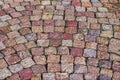 Multicolored cobblestone pavement road.