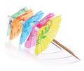 Multicolored Cocktail Umbrellas. Vacation and summer symbol, isolated Royalty Free Stock Photo