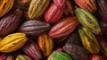 Multicolored Cocoa fruit, cocoa plant