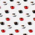 Multicolored coffee cups form a stylish pattern. Royalty Free Stock Photo