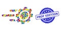 Textured Prof Edition Seal and Colored Mosaic Rush Gear Royalty Free Stock Photo