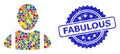 Rubber Fabulous Seal and Colorful Collage Worker Royalty Free Stock Photo