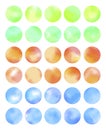 Multicolored collection of watercolor circles for different seasons