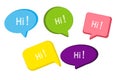 Multicolor communication speech bubbles on white background. For correspondence, customer feedback, message, online, idea