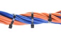 Multicolored computer cable with cable ties Royalty Free Stock Photo