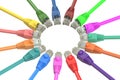 Multicolored computer network cables, 3D rendering Royalty Free Stock Photo