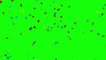 Multicolored confetti rain on chroma key or green screen animation 3d