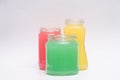 Glass containers with colored liquid