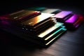 Multicolored credit cards on a dark background Royalty Free Stock Photo