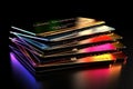 Multicolored credit cards on a dark background Royalty Free Stock Photo