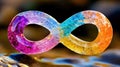 Multicolored crystal infinity symbol on vibrant background Royalty Free Stock Photo