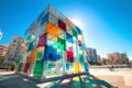 Multicolored cube of contemporary museum Pompidou centre in Malaga, Andalusia, Spain Royalty Free Stock Photo