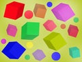 Multicolored cubes of different sizes. Royalty Free Stock Photo