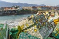 The multicolored Cubes of Memory in the port of the city of Llanes, in Asturias, Spain.