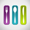 Multicolored cutlery icons set background