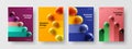Minimalistic leaflet A4 design vector layout composition. Original realistic balls corporate brochure concept collection.