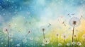 multicolored dandelions, each hue blending harmoniously on a grassy background Royalty Free Stock Photo