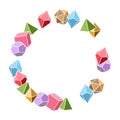 Multicolored dice frame in round shape, hand draw