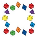 Multicolored dice frame in square shape, vector