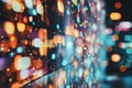 Multicolored digital screnn wall with glowing light streaming services effects in a bokeh style Royalty Free Stock Photo