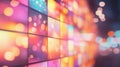 Multicolored digital screnn wall with glowing light streaming services effects in a bokeh style Royalty Free Stock Photo