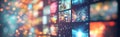 Multicolored digital screnn wall with glowing light streaming services effects in a bokeh style Royalty Free Stock Photo