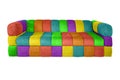Multicolored disco couch isolated on white background, abstract empty backdrop Royalty Free Stock Photo
