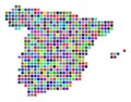 Multicolored Dot Spain Map Royalty Free Stock Photo