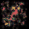 Multicolored dots on a black background, abstract background, trend